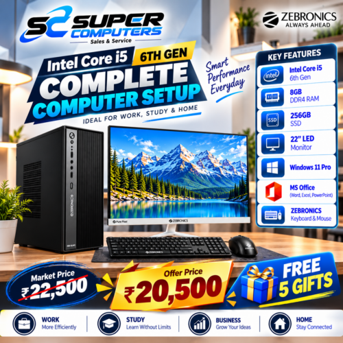 NEW I5 6TH COMPUTER SETUP | 22" BEZEL LESS 100HZ MONITOR | 3 YEAR WARRANTY