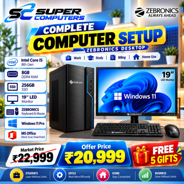 NEW I5 8TH COMPUTER DESKTOP SETUP | PERFECT FOR OFFICE, STUDY & HOME | FREE 5 GIFTS