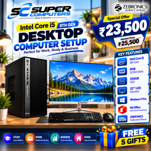NEW I5 8TH COMPUTER SETUP | 22" BEZEL LESS 100HZ MONITOR | 3 YEAR WARRANTY