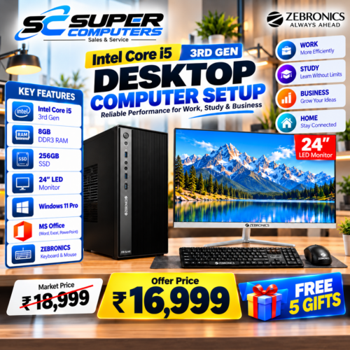 NEW I5 3RD COMPUTER SETUP | 24" BEZEL LESS 100HZ MONITOR | 3 YEAR WARRANTY