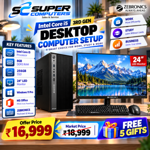NEW I5 COMPUTER SETUP | 24" BEZEL LESS 100HZ MONITOR | 3 YEAR WARRANTY