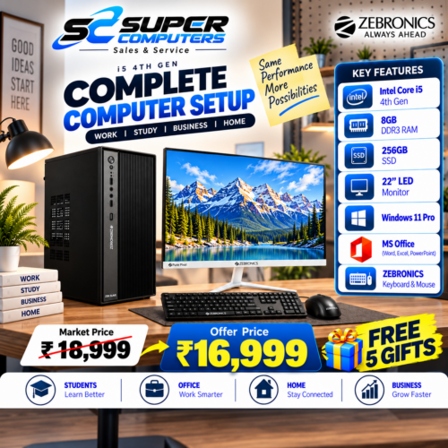 NEW I5 4TH COMPUTER SETUP | 22" BEZEL LESS 100HZ MONITOR | 3 YEAR WARRANTY