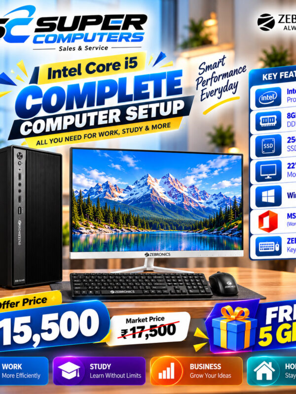 NEW I5 COMPUTER SETUP | 22" BEZEL LESS 100HZ MONITOR | 3 YEAR WARRANTY