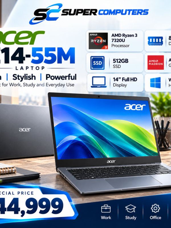 ACER ASPIRE ONE Z14-55M, AMD RYZEN 3 7320U | Premium Thin and Light Laptop
