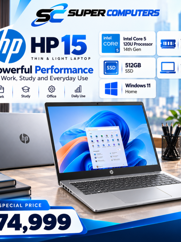 HP 15 (i5 14th Gen) Intel Core 5 120U - (16 GB/512 GB SSD/Windows 11 Home) FD0682TU Thin and Light Laptop