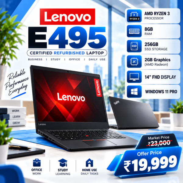 LENOVO E495 – CERTIFIED REFURBISHED LAPTOP