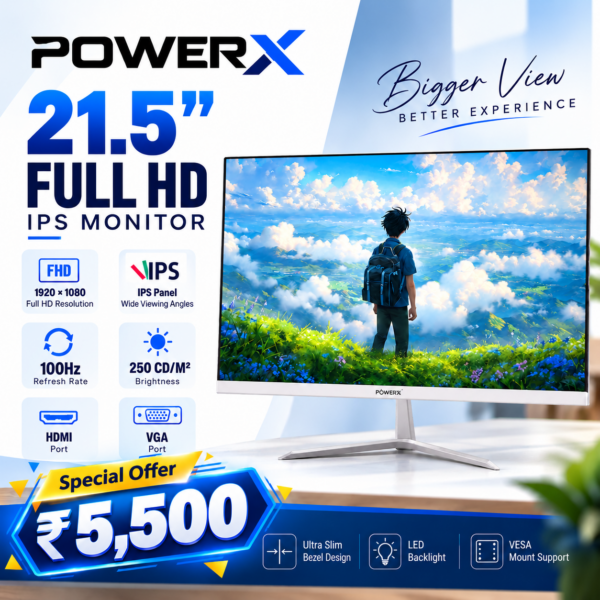 POWERX 54.61 cm (22 inch) Full HD LED Backlit IPS Panel Monitor
