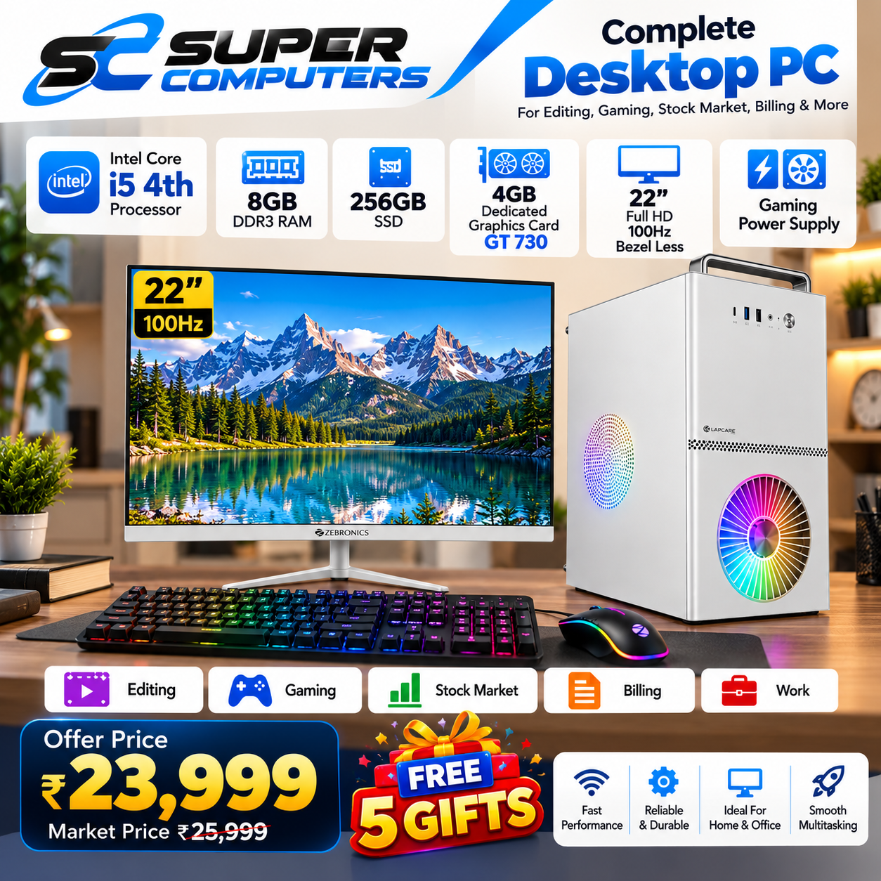 HIGH PERFORMANCE RGB COMPUTER SETUP | I5 4TH WITH 4GB DEDICATED GRAPHICS CARD