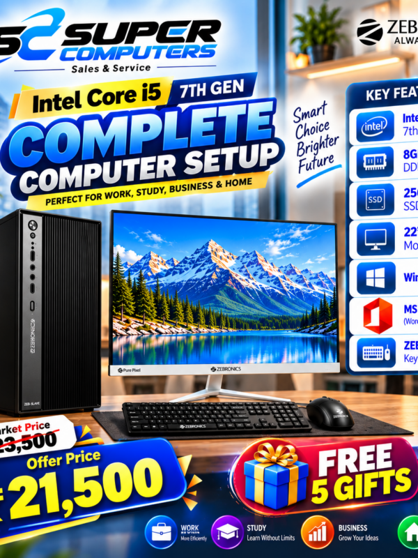 NEW I5 7TH COMPUTER SETUP | 22" BEZEL LESS 100HZ MONITOR | 3 YEAR WARRANTY