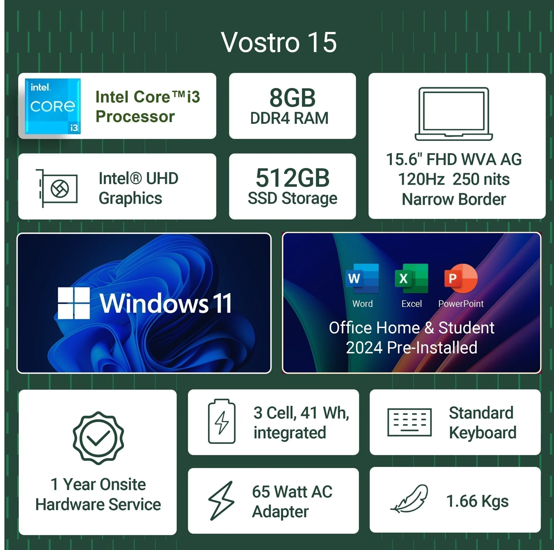 DELL VOSTRO 3530 Intel Core i3 13th Gen 1305U - (8 GB/512 GB SSD/Windows 11 Home)