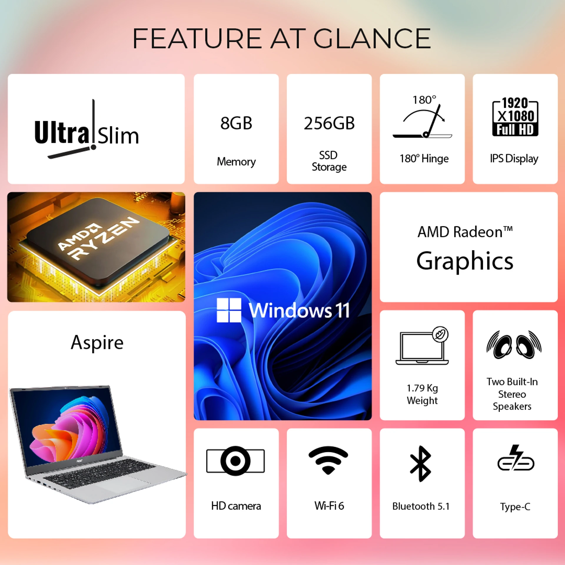 Acer Aspire 3 A325-42, AMD Ryzen 3-5300U | Premium Thin and Light Laptop
